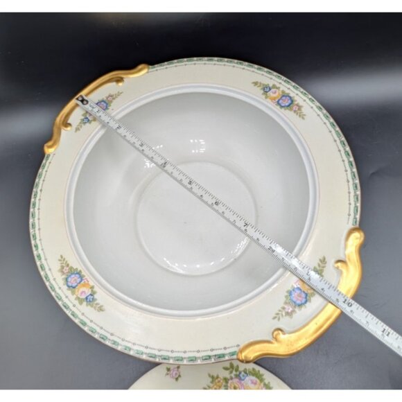 Meito China Round Covered Vegetable Serving Bowl Atwater Floral Gold Gilt 10" - Picture 7 of 8